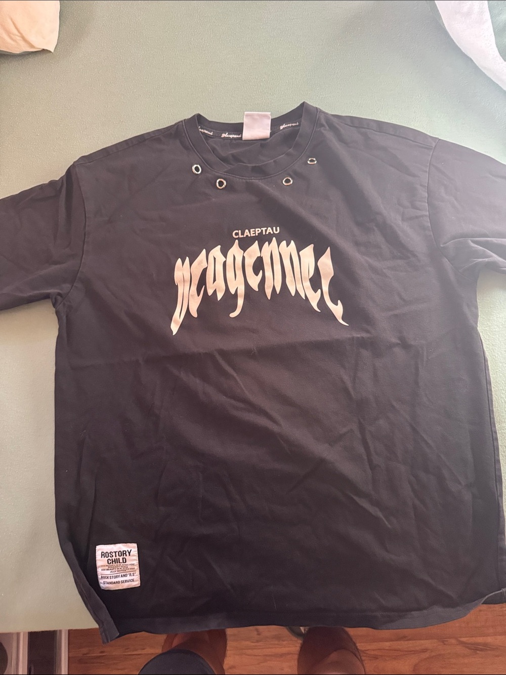Black Graphic Tee with White Gothic Logo